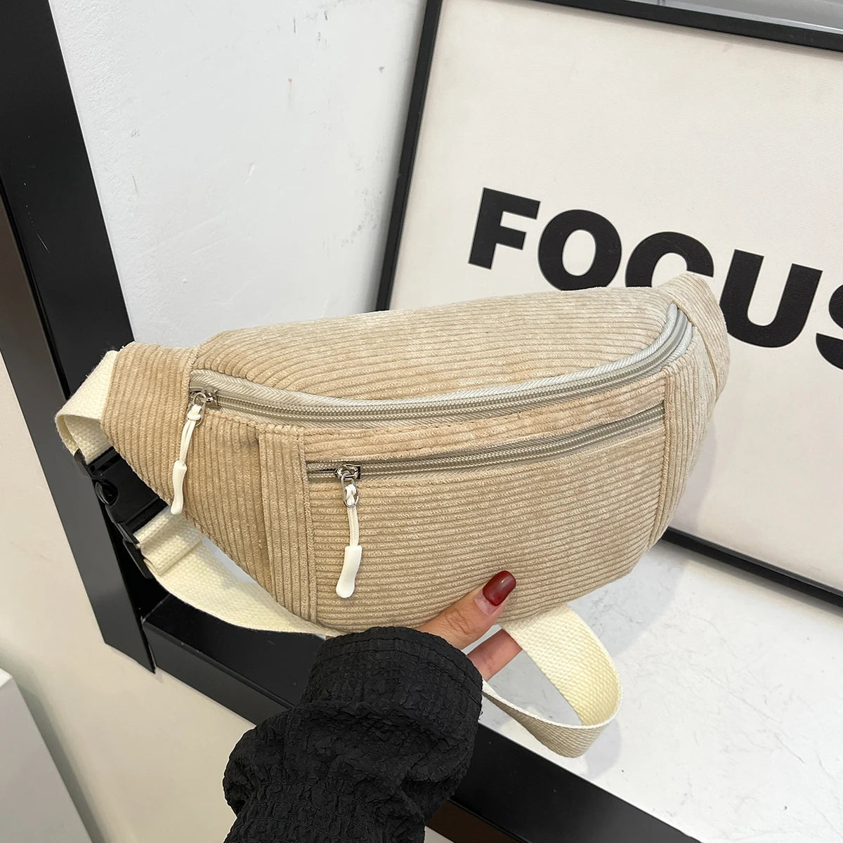 Sac Banane Velours Cotelé Femme