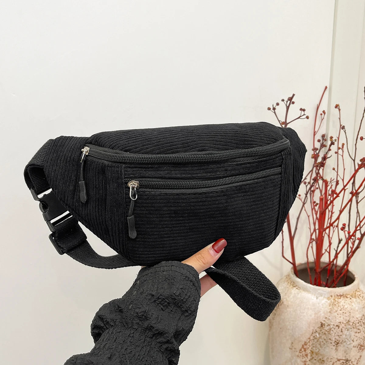Sac Banane Velours Cotelé Femme