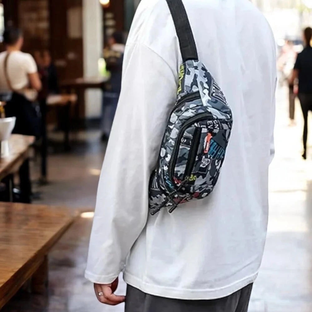 Sac Banane Homme Graffiti, Style Streetwear K-pop