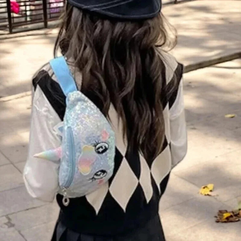 Sac Banane Licorne Arc-en-Ciel Holographique Brillant