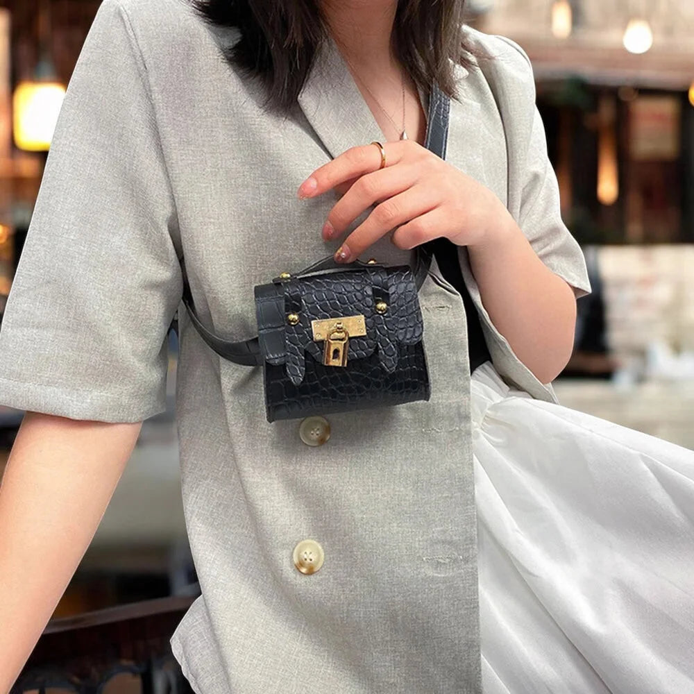 Mini Sac Ceinture Cuir Texturé pour Femme, tendance et ultra-compact