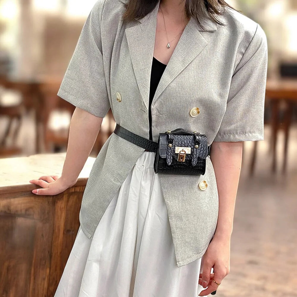 Mini Sac Ceinture Cuir Texturé pour Femme, tendance et ultra-compact
