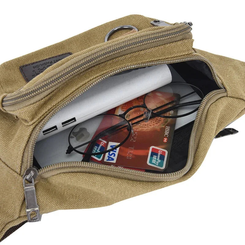 Pochette Banane Homme, Denim Kaki