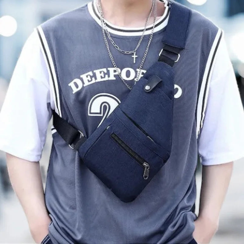 Sac Antivol Homme Tendance en Tissu, design géométrique