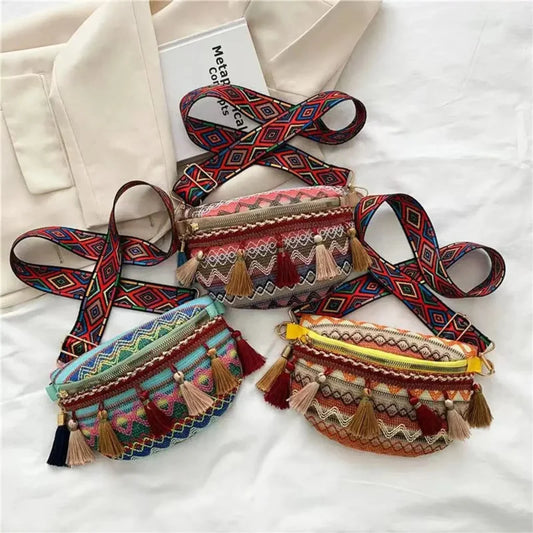 Banane Multicolore en Coton Brodé Boho