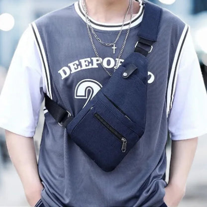 Sac Antivol Homme Tendance en Tissu, design géométrique